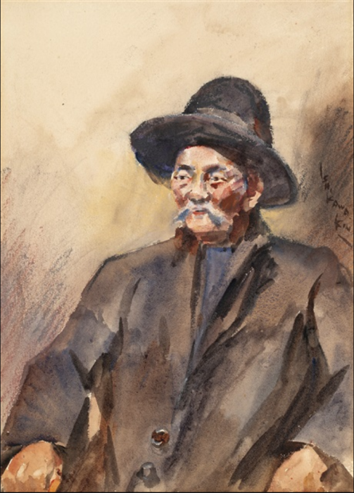 石川欽一郎《蕎麥麵店的老先生》