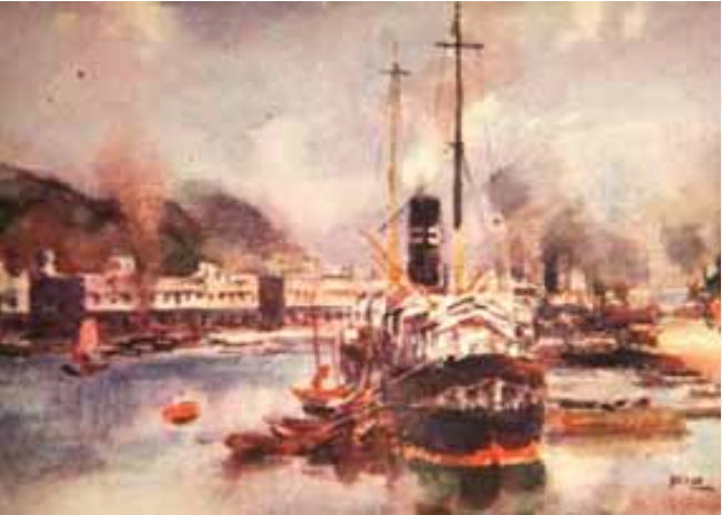 石川欽一郎畫基隆港